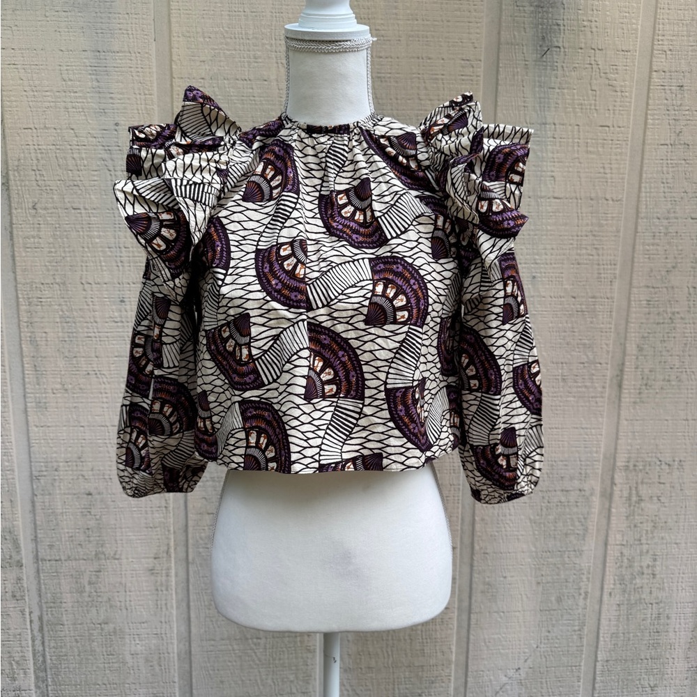 Ulla Johnson Purple and Cream Kids Blouse